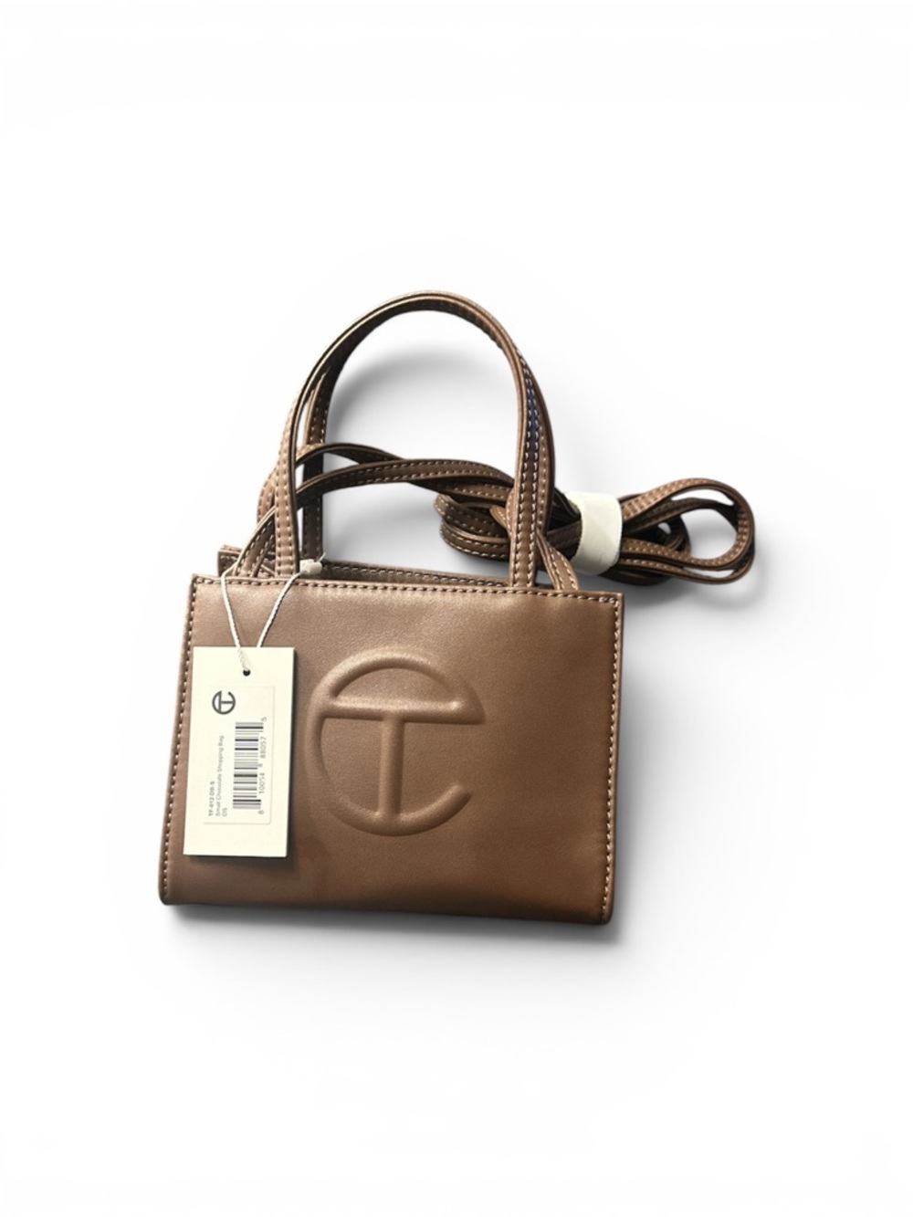 Terfal Brown Leather Mini Tote Bag with Embossed Logo( small shopping